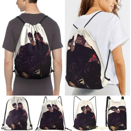 Hd The Hermits By Egon Schiele 1912 - High Definition Travel Sports Gym Bag Waterproof Drawstring Backpack Training Fitness Bag