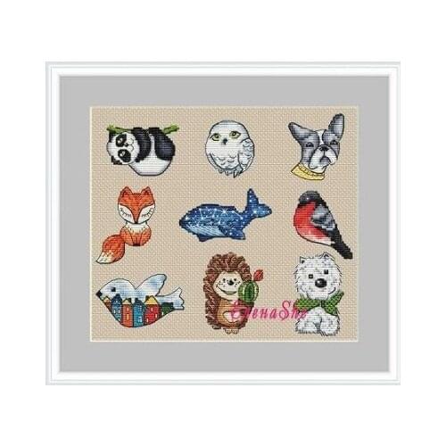 Cute little animals collection cross stitch 11CT 18ct 14ct cotton thread embroidery DIY handmade needlework