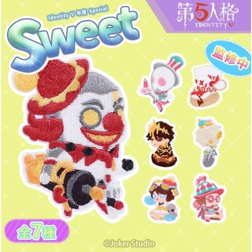 Game Identity V Dessert Theme Embroidery Cloth Badge Tracy Reznik Helena Adams Jack Axe Boy Brooch Pin Souvenir Cartoon Props