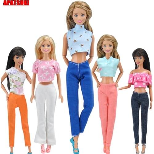 Mix Style Set Clothes for Barbie Doll Outfits Clothes for 1/6 BJD Doll Fashion Top and Long Pants Clothes for 1:6 Doll Kid House