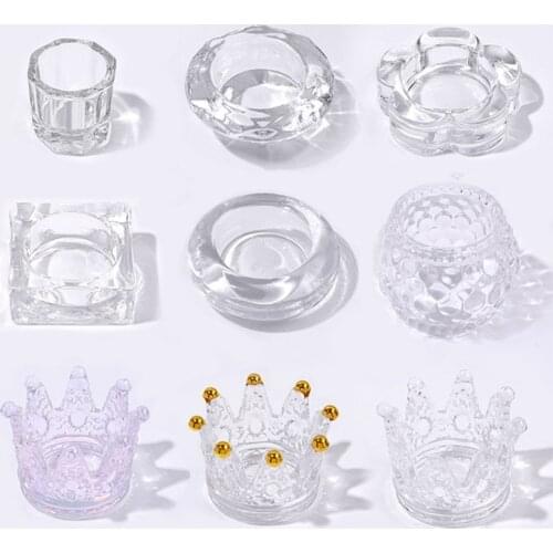 New Acrylic Nails Clear White Color Transparent Kit Acrylic Powder Dish Acrylic Liquid Acryl Nail Crystal Glass Cup for Acrylic