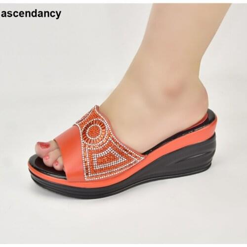 New Italian womens shoes African womens shoes rhinestone decoration low-heel party high-heeled shoes with rhinestones