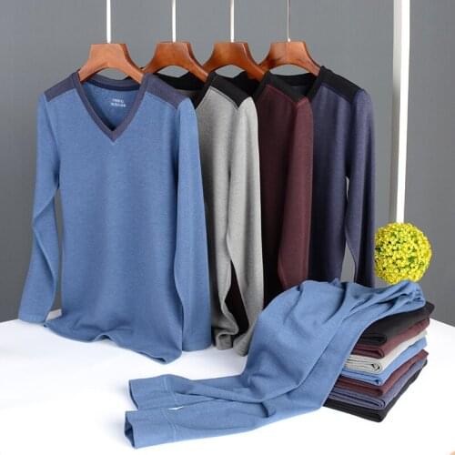 Autumn and winter young and middle-aged mens warm and warm suits, autumn suits, plus size thermal underwear