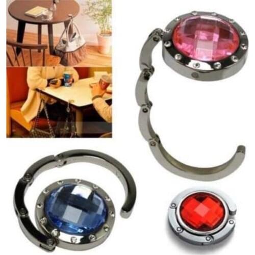 Portable Rhinestone Folding Handbag Purse Bag Hook Crystal Alloy Hanger Holder Bag Hanger Hook LX5075