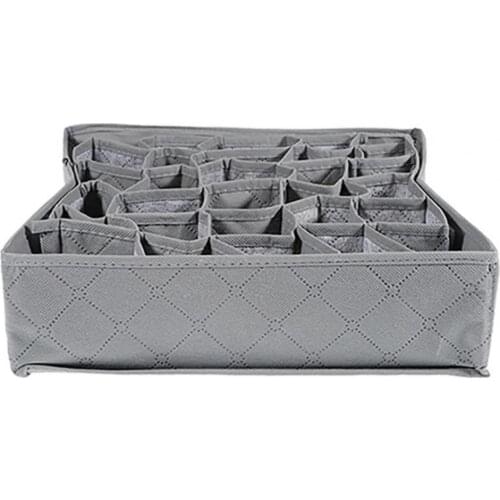 Home Storage Underwear Divider Collapsible Convenient Grey Non-woven Fabric 30 Cells Socks Organization Box