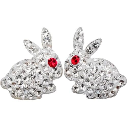 925 Sterling silver bunny rabbit stud earrings crystal easter fashion jewelry gifts for women girls her daughters dropshipping