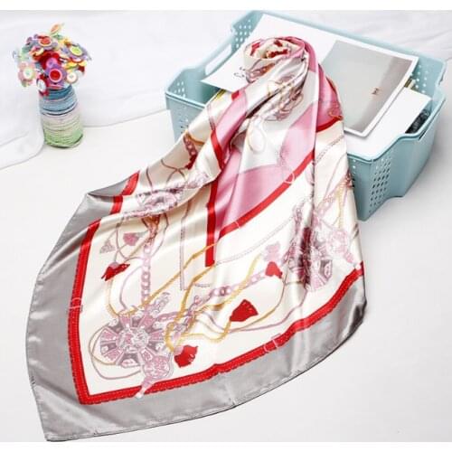 90*90cm Silk chain Scarves Women Foulard Square Head Hijab Scarf Ladies Satiny Shawl wrap muffler pareo female hijab poncho