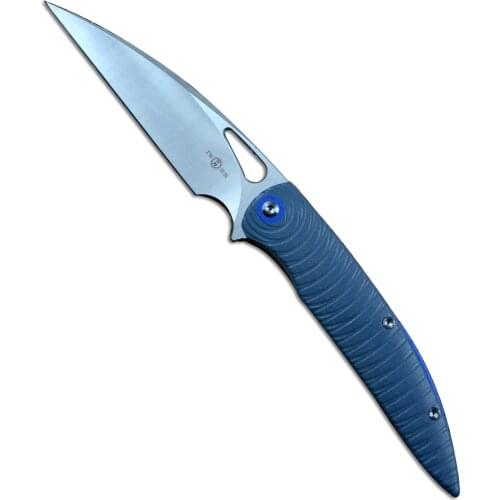 Twosun TS116 14C28N Satin Blade Blue G10 Handle Pocket Folding Knife Utility Fruit Camping Outdoor Hunting EDC Tool