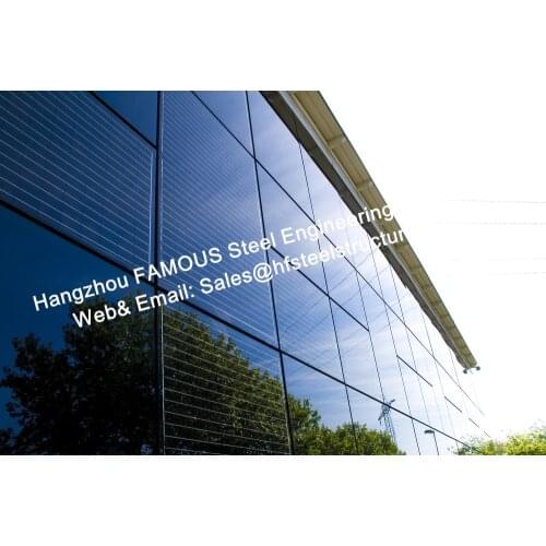Steel Building-Integrated Photovoltaic Fatades Solar Modules Glass Curtain Wall with Single Crystal Component