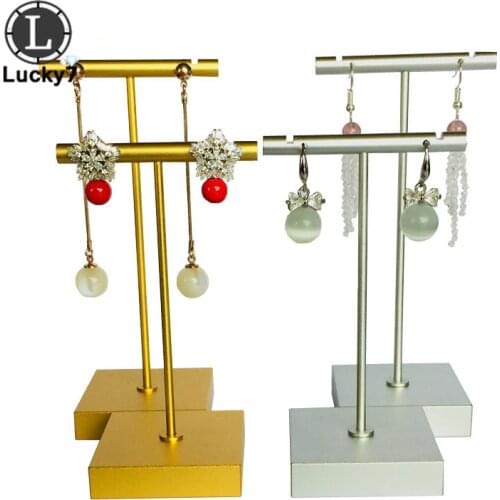 Stainless Steel Jewelry Display Earrings Stand Holder T Bar Jewelry Rack Display Organizer Storage Showcase 2 Size