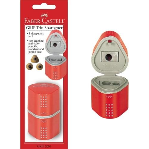 Faber-Castell Grip Trio Box 2001 Sharpener Arts and Crafts, 3 Hole Easy to Use for Adult Children