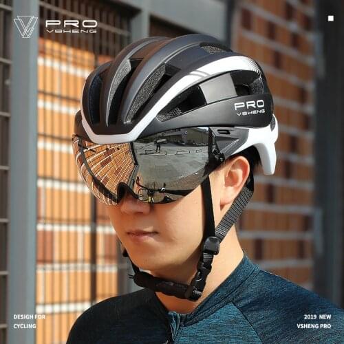 MTP Men Integrated Lens Cycling Helmet Women Safe Cap With Goggles Mountain Bike Helmet Hat Breathable Road Bicycle Helmet