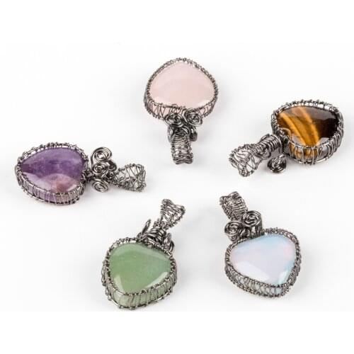 Natural Stone Heart Pendant Handmade All Inclusive Thick Line 0.7mm For Jewelry Making DIY Necklace Bracelet Accessories