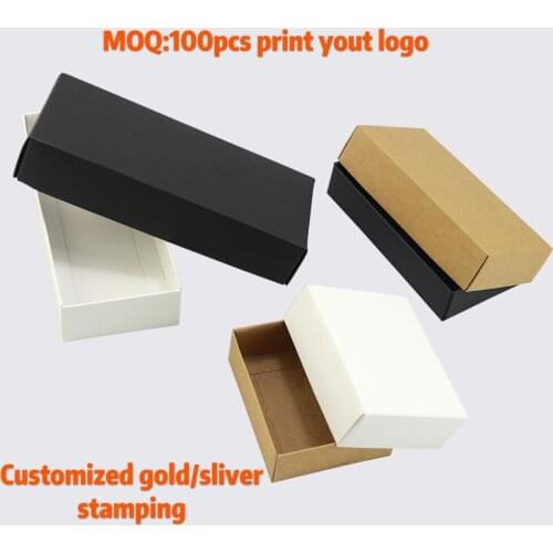 10pcs paper boxes gift box Carton Box With Lid Custom Logo Gift Boxes Carton Packaging Black Kraft White Big Dropshipping