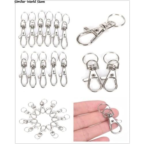 10pcs/lot Metal Classic Key Chain DIY Bag Jewelry Ring Swivel Lobster Clasp Clips Key Hooks Keychain Split Ring Wholeales
