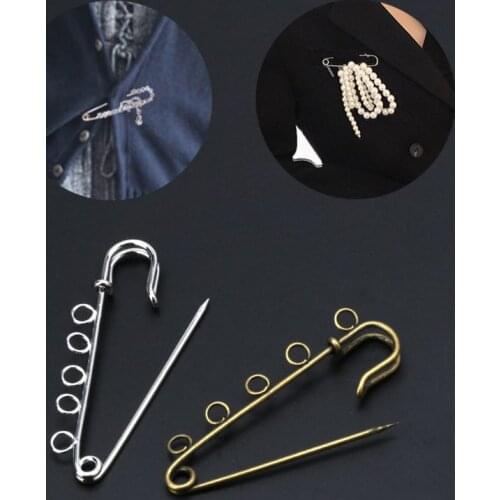 10 Pcs Silver Bronze DIY Brooches 5 Holes Safety Pins Brooches Jewelry Findings