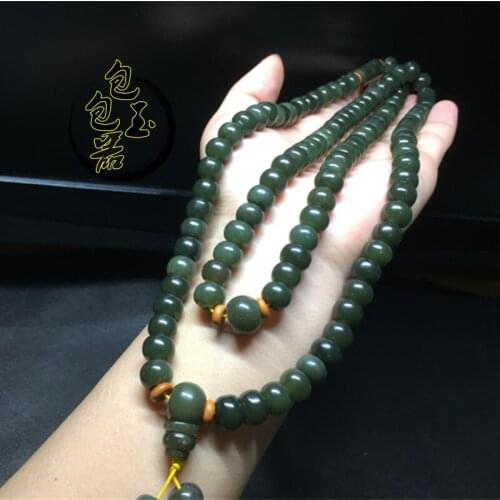 100% Natural hetian green jade bracelet 108 Buddha beads rosary for men women prayer jadeite jade jewelry jade beads bracelets
