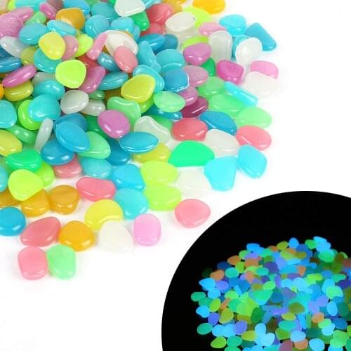 100pcs Luminous Stone Garden Decorative Pebbles Glow Stones Pebbles for Walkways Garden Path Patio Garden Yard Decor