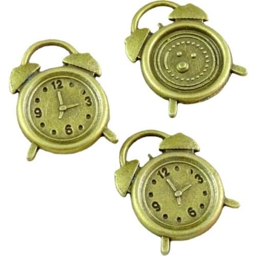 50pcs Charms clock 17.5*13.5MM Antique Bronze Plated Pendants Making DIY Handmade Finding Jewelry