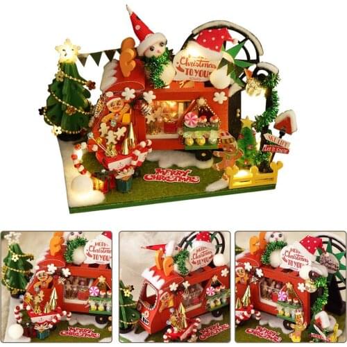 2021 New 3D Dollhouse Accessories LED Lights Birthday New Year Holiday Party Decoration Christmas DIY Toy House Christmas Gift