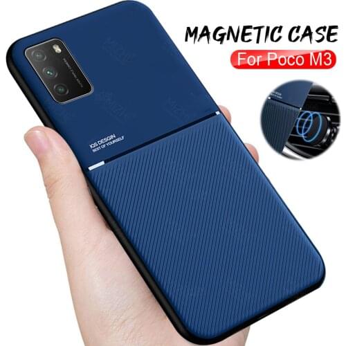 For Poco M3 case matte magnetic car holder phone cover For Xiaomi Mi Poco M3 PocoM3 PocoPhone M 3 leather coque housing etui