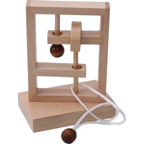 Wooden Stereo Desktop Novelty Educational Toy Space Thinking Solution Rope Threading Solution Set Escape