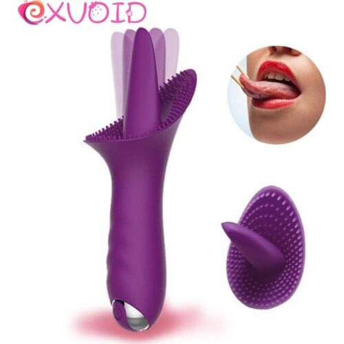 EXVOID Female Masturbator Vagina G-spot Massage Clitoris Stimulator Oral Licking Tongue Vibrator Sex Toys for Women