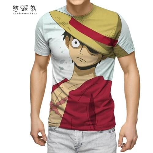 Cartoon Characters 3D Printing Mens T-shirts Anime O-Neck One Piece T-shirt Mens Summer Sweatshirt Mens Clothing
