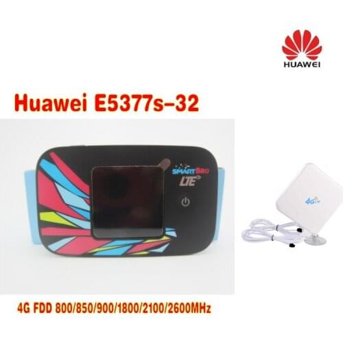 Huawei E5377s-32 CAT4 150Mbps 4G LTE FDD 3G UMTS WiFi Mobile Wireless Router+4g TS9 35dbi antenna