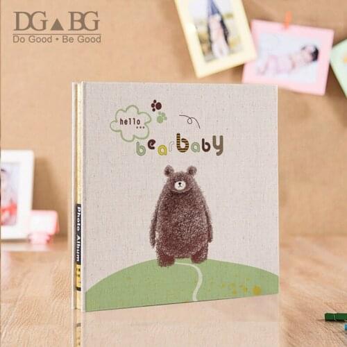 Memory Book stickers Fabric Frame Cover Photo Album Linen Hardcover Magnetic Scrapbook Burlap Cover DIY Anniversary Bear Baby