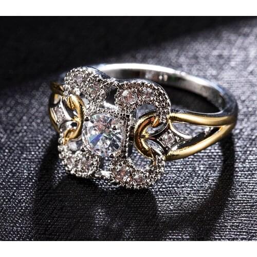 Rhinestone Ring Trendy Yellow Crystal Engagement Claws Design Hot Sale Rings for Women Ring Female Wedding Jewelry Accessories