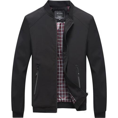 Mens Spring/Fall Lightweight Flight Jacket 98% Cotton Fit Fit Fashion Plus 4XL Casual Stand Collars Zippered Jacket BVCHAJ