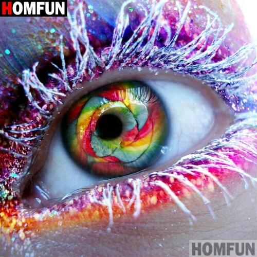 HOMFUN Full Square/Round Drill 5D DIY Diamond Painting "Colored eyes" Embroidery Cross Stitch 5D Home Decor A01828