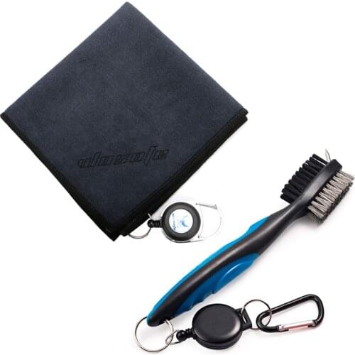 Golf towel Brush tool Kit with Club Groove Cleaner Retractable Extension Cord and Clip Golf Sport Accessories