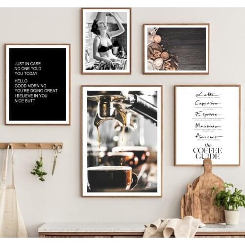 Mocha Coffee Cocoa Champagne Wall Art Canvas Painting Nordic Posters And Prints Wall Pictures For Living Surrealism Room Decor