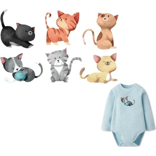 NEW Cute Cat Patches Kids Diy Heat Transfer Stickers Non Toxic T-shirt Washable Patches Iron On Patches Iron On Stickers