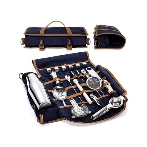 Bar Bartender Carrying Bag Creative Bartender Canvas Toolkit Pack Bar Tools Cocktail Shaker Set Storage Bag Only