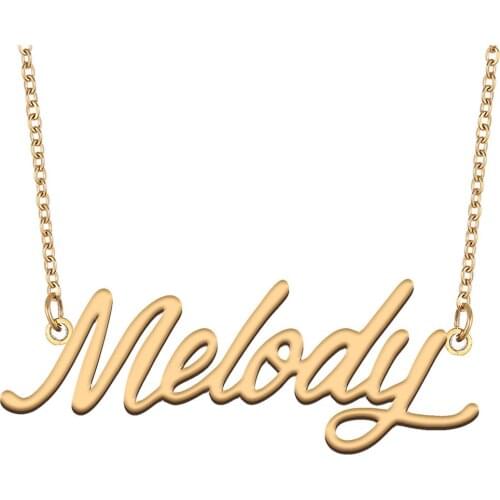 Melody Name Necklace for Women Stainless Steel Jewelry 18k Gold Plated Nameplate Pendant Femme Mother Girlfriend Gift