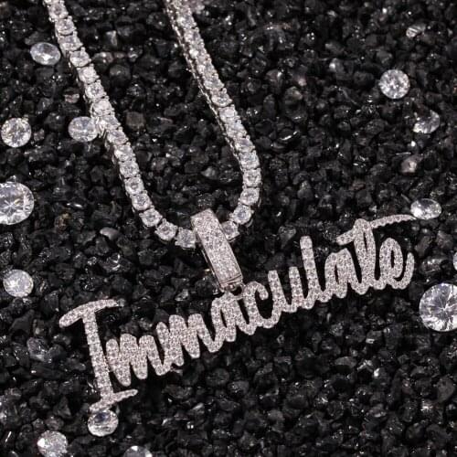 Iced Out Letter Immaculate Necklace&Pendant Stainless Rope Chain Gold Silver Color AAA Cubic Zircon Mens Hip Hop Jewelry