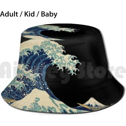The Great Big Wave Of Kanagawa Bucket Hat Adult kid baby Beach Sun Hats Wave Ocean Japan Hokusai The Big Wave Hokusai Wave