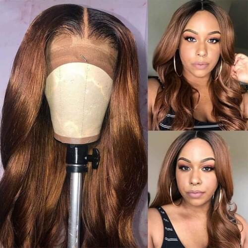 Loose Wave Lace Front Human Hair Wigs Ombre Brown Colored Lace Front Wig For Women Peruvian Remy Lace Closure Wig Glueless 180