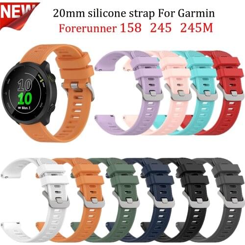 Colorful 20mm WatchBands strap for Garmin Forerunner 158/245/245M/Polar Unite/vivomove 3 Sport silicone Smart watchband Bracelet
