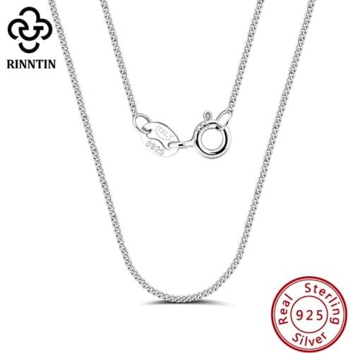 Rinntin Real 925 Sterling Silver 1.0mm Side Chain 40cm/45cm/50cm Elegant Women Girls Chain Necklace Fine Jewelry Gifts SC18