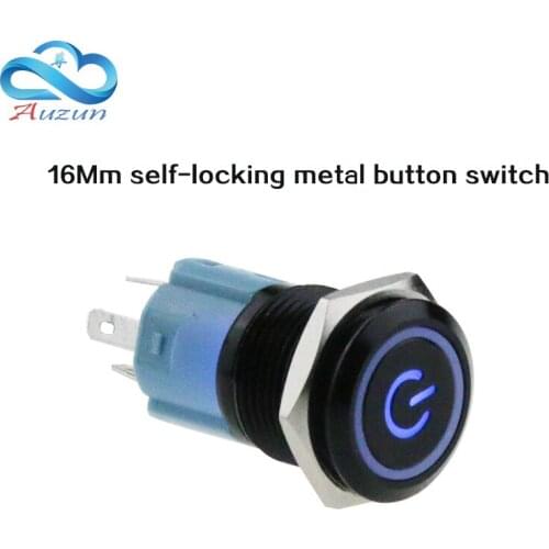 The 16mm self-locking metal button switch oxide black power supply standard 3A current can be customized