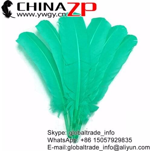 Made in CHINAZP Factory 500pcs/lot 30~35cm(12~14inch) Length Good Quality Dyed Aqua Green Turkey Rounds Imitation Eagle Feathers