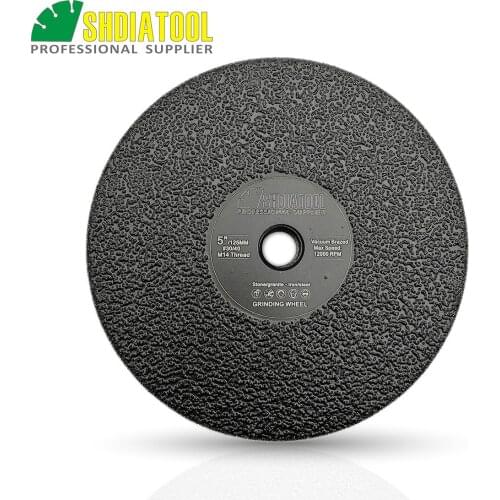 SHDIATOOL 1pc Diameter 125mm Vacuum Brazed diamond flat grinding wheel M14 Grit #30 5" grinder disc