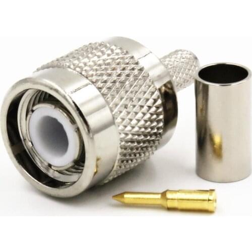 TNC Male Plug RF Coax Connector Crimp RG58,RG142,RG400,LMR195 Straight Nickelplated TNC Male Plug RF Connector