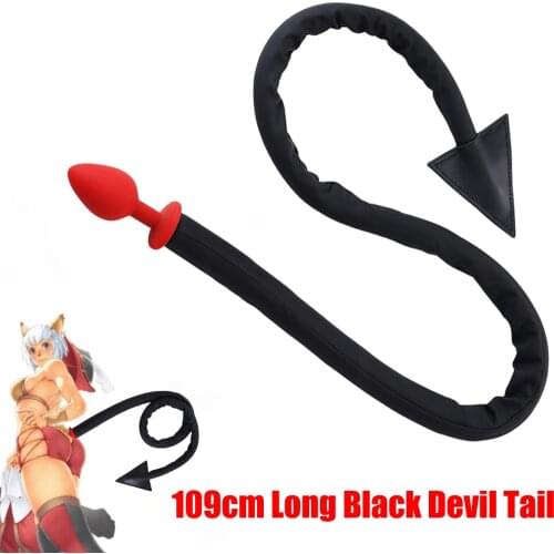 Silicone Buttplug Black Devil Tail SM Queen Femdom Anal Plug Whip Club Slave Bondage Cosplay Accessories BDSM Anal Toy For Women