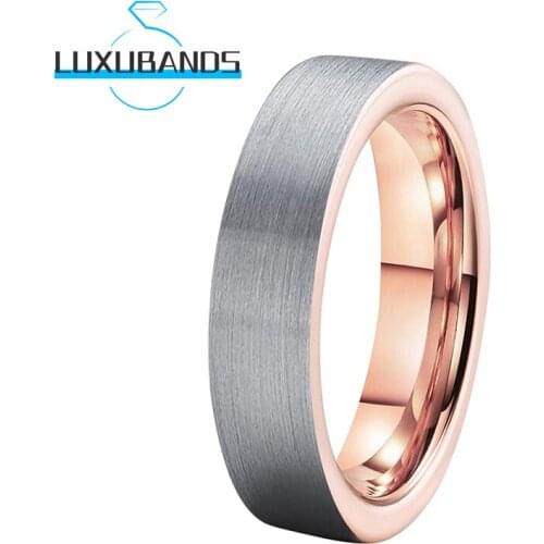 Tungsten Wedding Bands 6MM Rose Gold For Men Wemens Flat Engagement Rings Brushed Finished Comfort Fit