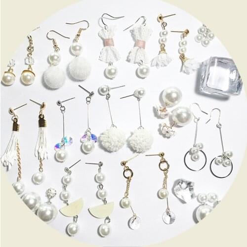 Handmade Multiple Imitation Pearl Earrings for Women Girl Temperament Geometric Long Tassel Drop Earring Wedding Bridal Jewelry